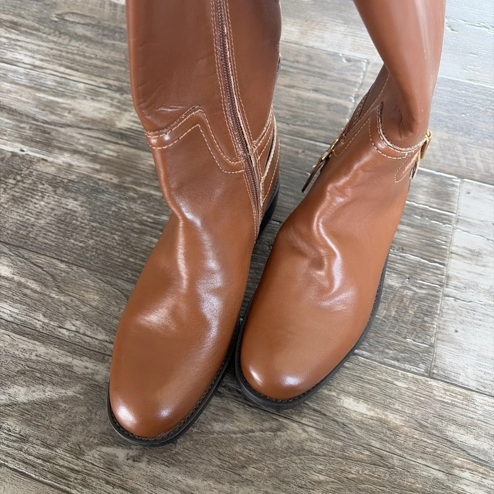 Franco Sarto Merina Knee High Boots Women's Size 6 Brown Stretch‎ Riding